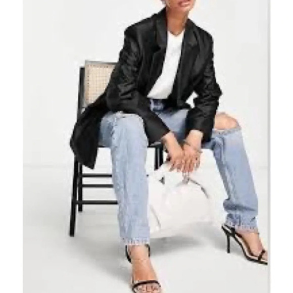 Joie Black Shiny Boyfriend Relaxed Fit Blazer Jacket Women’s Size 2 - Picture 2 of 10